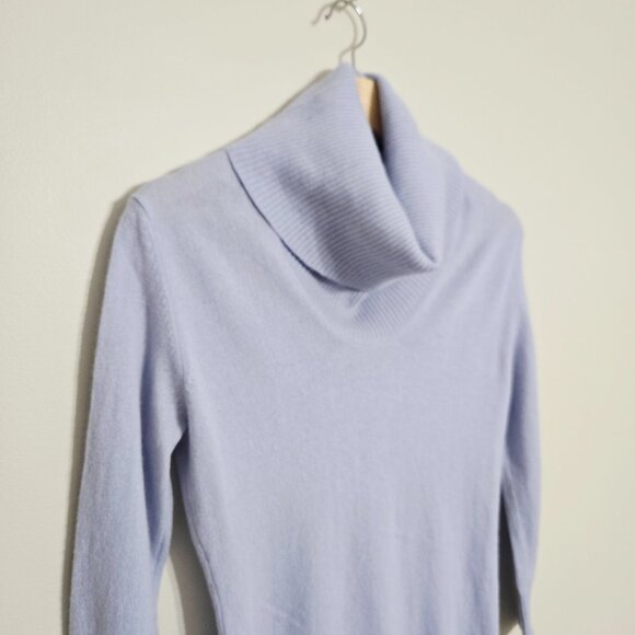 Woolovers Women's Cashmere & Merino Knitted Cowl Neck Jumper Soft Periwinkle S - Picture 3 of 8